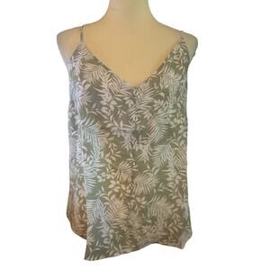 Mine Tropical Palm Print Tank, Green, NWT